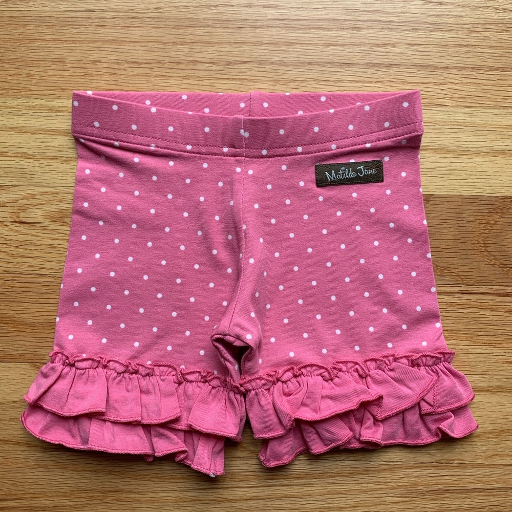 Matilda Jane Sz 2 pink white dots shorties